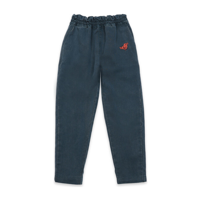 Bird Embroidery Woven Pants, Green