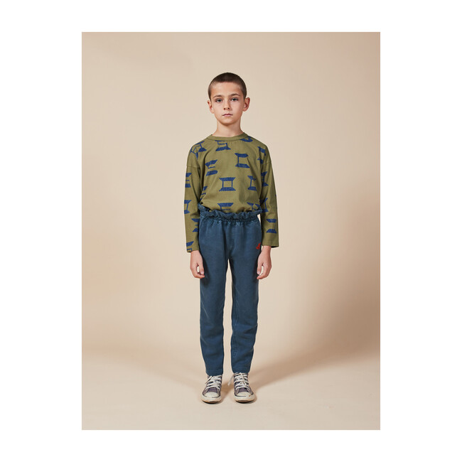Bird Embroidery Woven Pants, Green