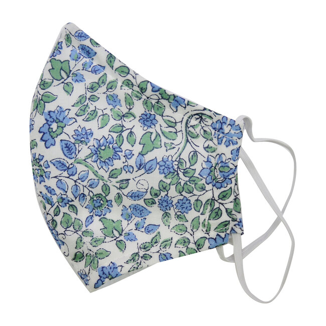 Cotton Face Mask, Mini Blue Floral