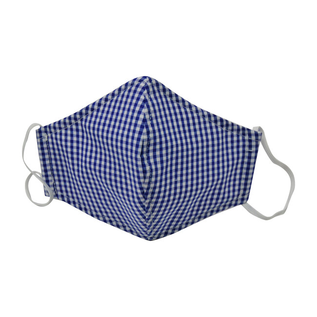 Cotton Face Mask, Mini Blue Check