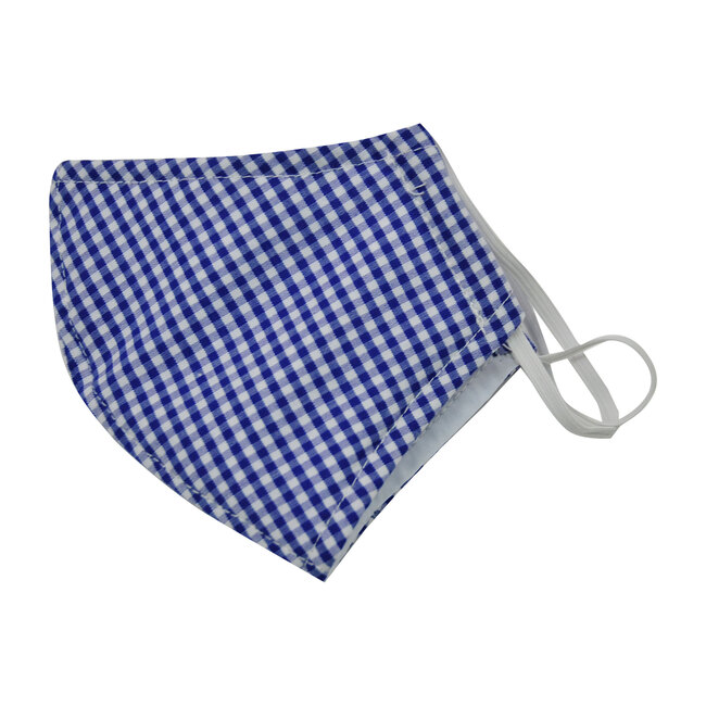 Cotton Face Mask, Mini Blue Check