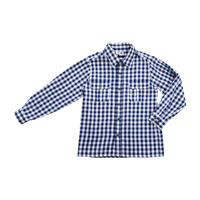 Reece Camp Shirt, Navy/Cream Buffalo Check