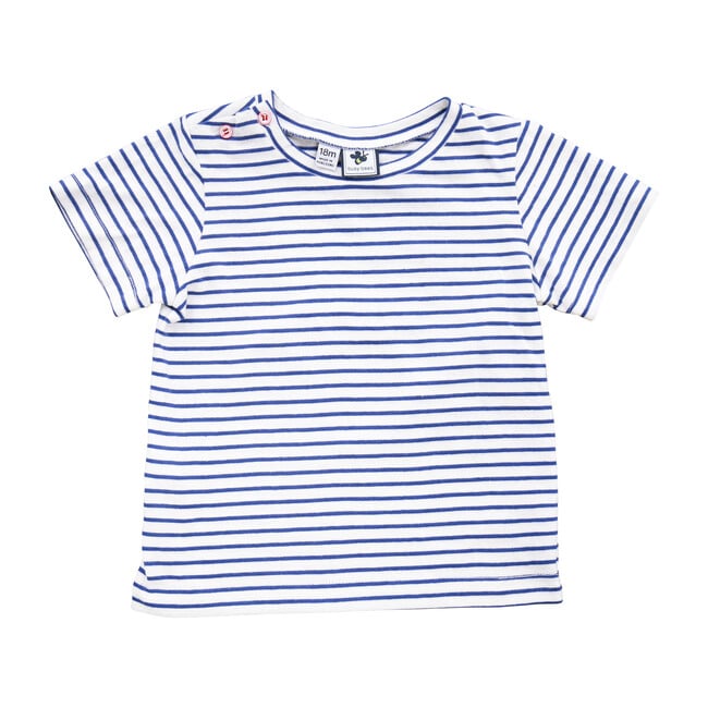 Henry Button Shoulder Button Tee, Blue Stripe - Tees - 1
