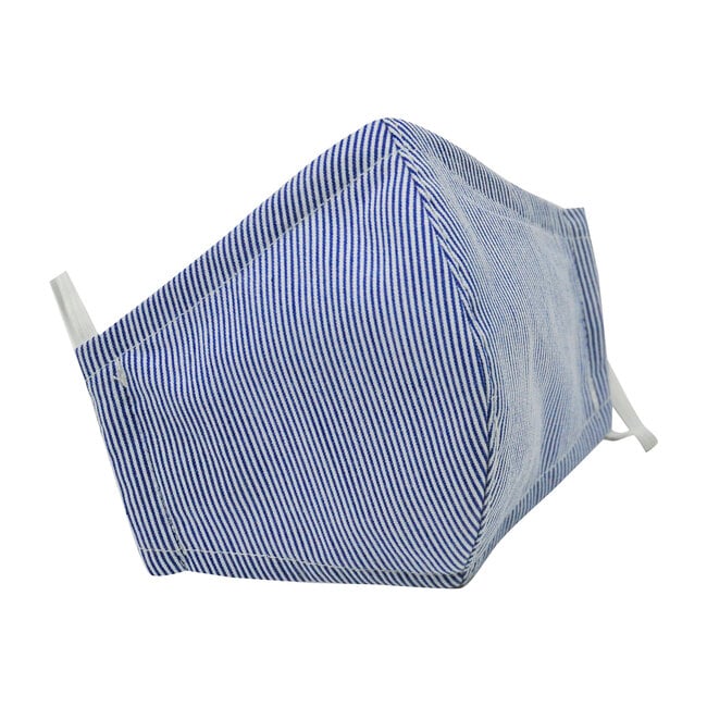Adult Cotton Face Mask, Navy Seersucker Stripe