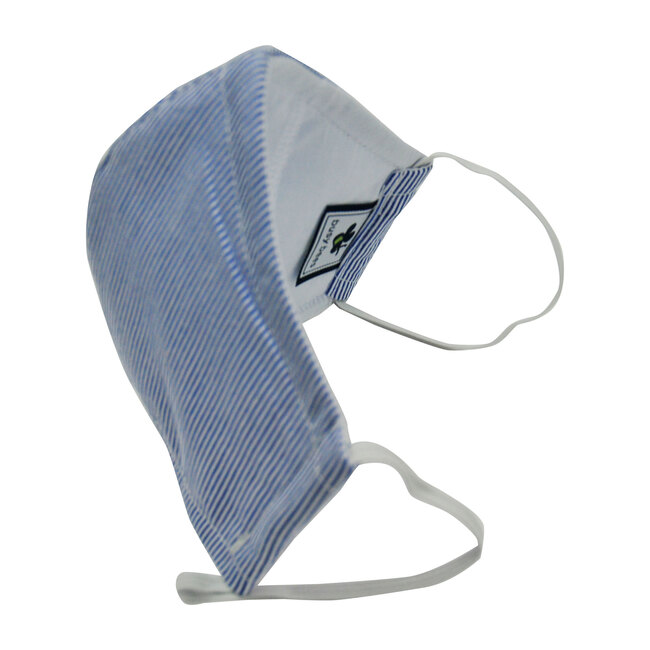 Adult Cotton Face Mask, Navy Seersucker Stripe