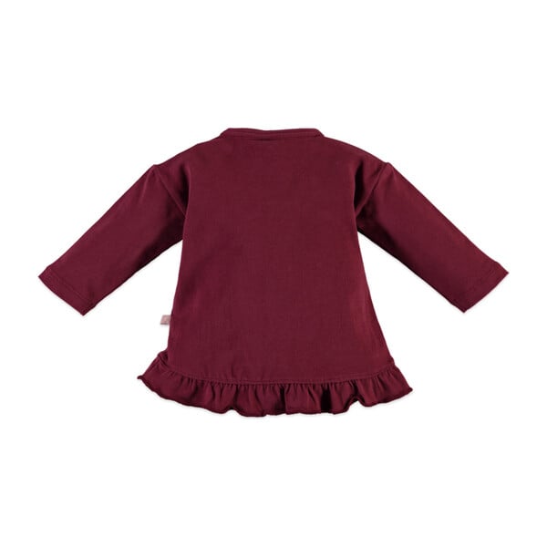Ruffles Long Sleeve Tee, Burgundy