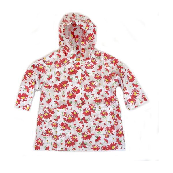 Raincoat Shell, Red Flower - Kids Girl Clothing Outerwear - Maisonette