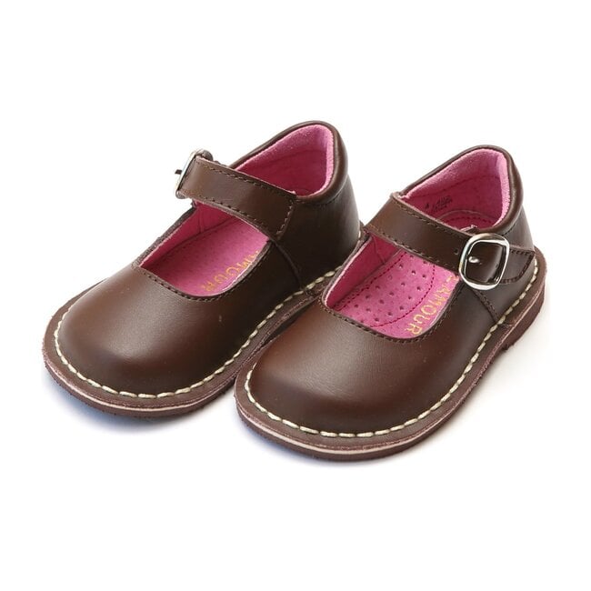 Grace Leather Stitch Down School Mary Jane, Brown