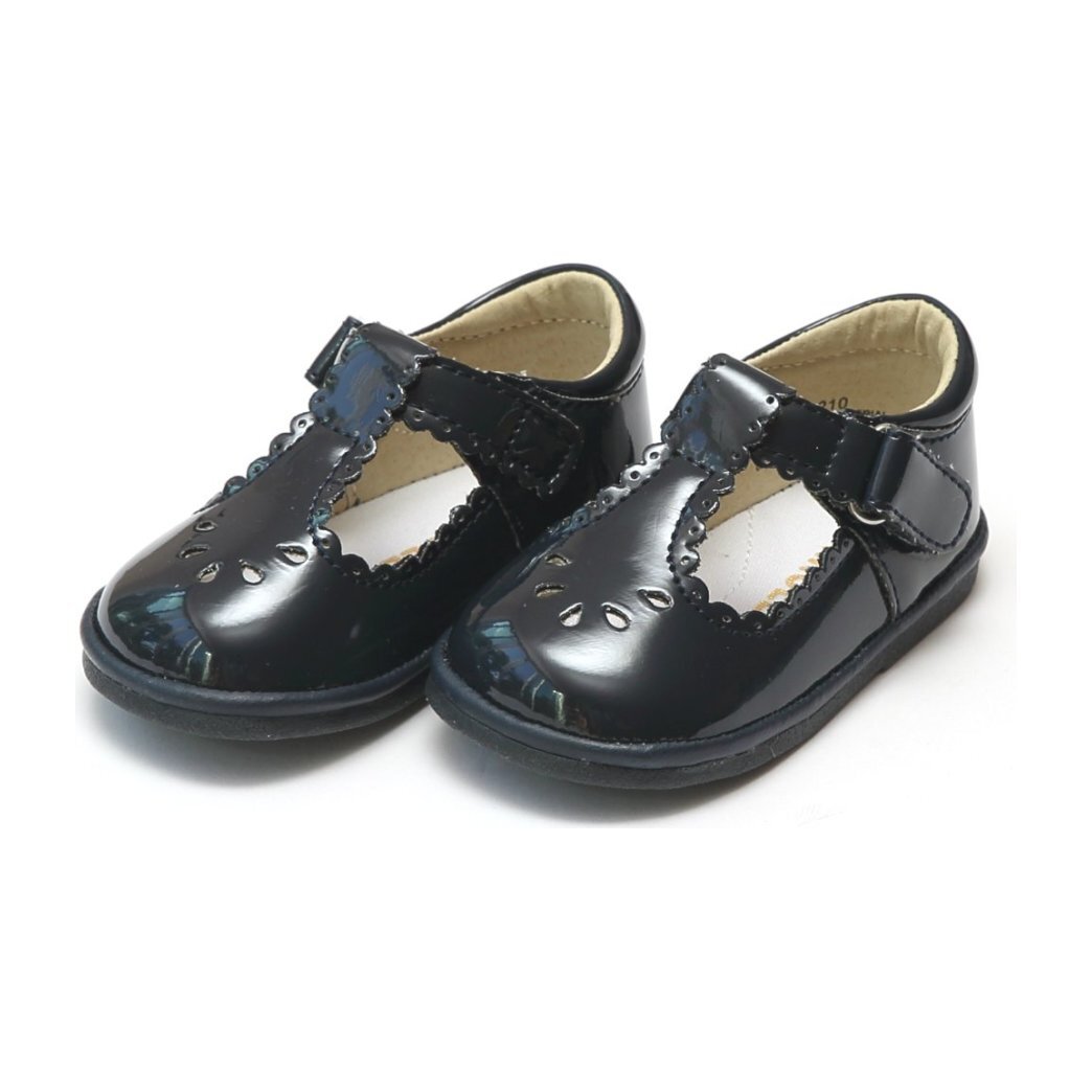 Baby Dottie Scalloped T-Strap Patent Mary Jane, Navy - Baby Girl ...