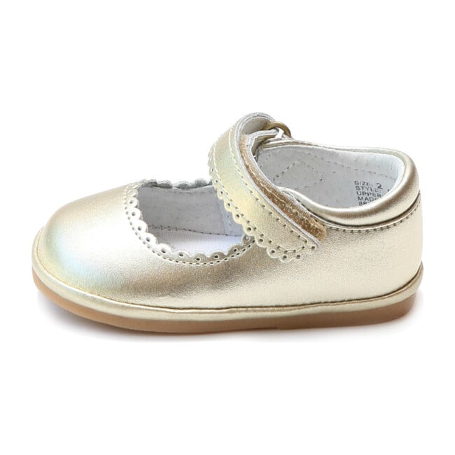 Baby Cara Metallic Scalloped Leather Mary Jane, Gold