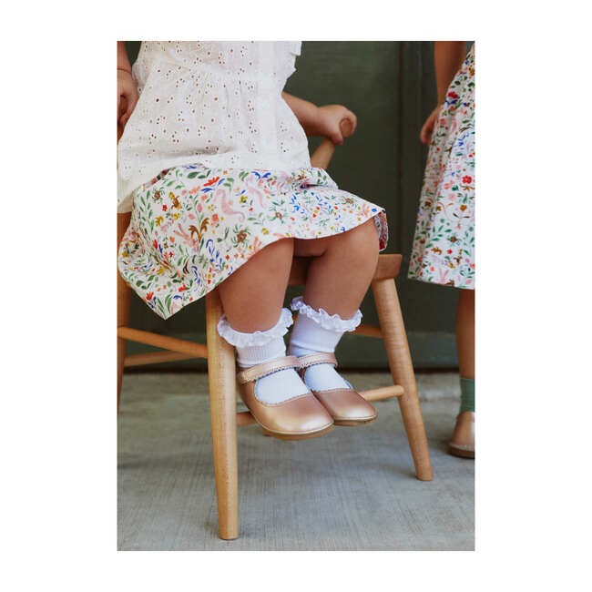 *Exclusive* Baby Cara Metallic Scalloped Leather Mary Jane, Pink Gold