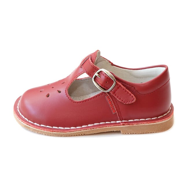 Joy Classic Leather Stitch Down T-Strap Mary Jane, Red