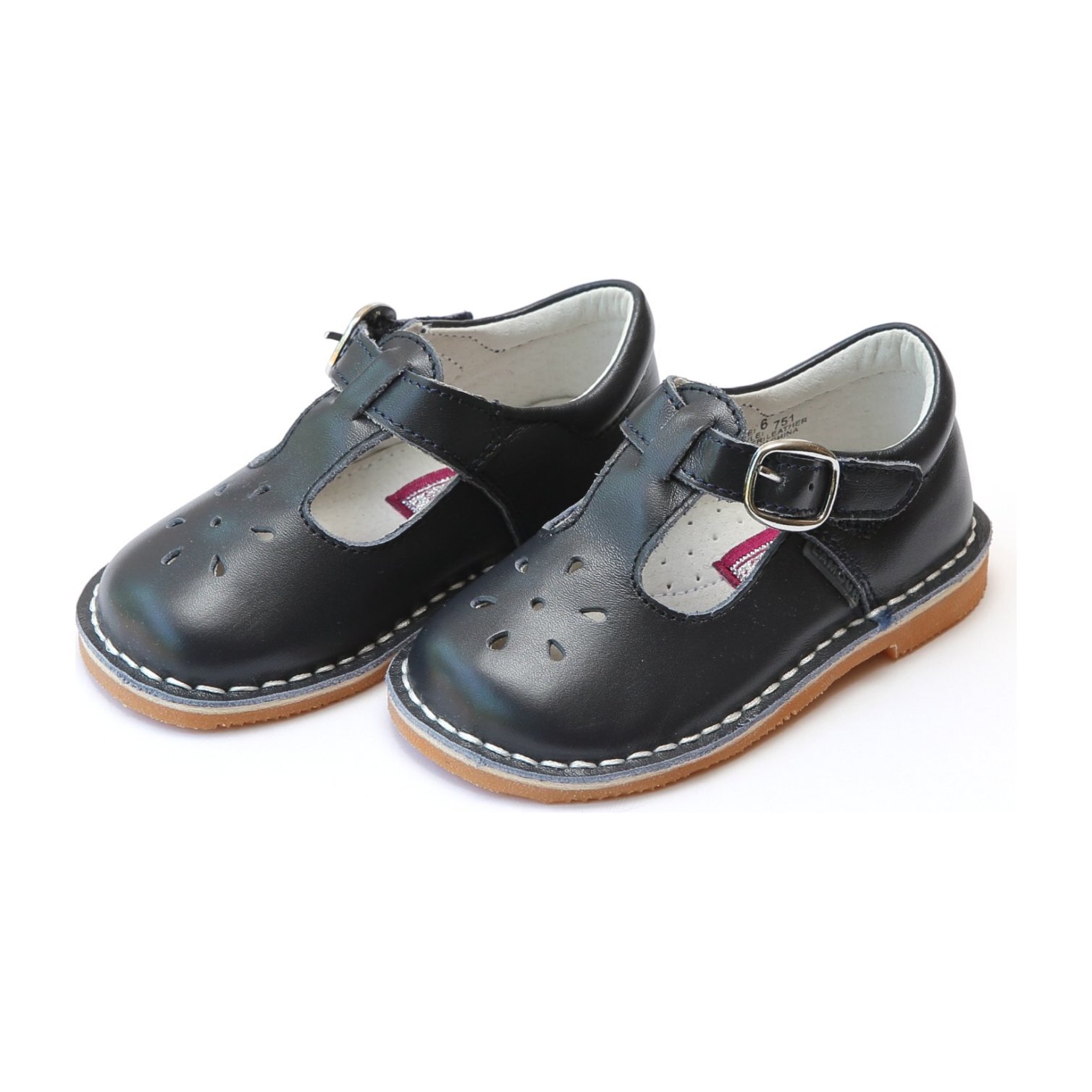 Joy Classic Leather Stitch Down T-Strap Mary Jane, Navy