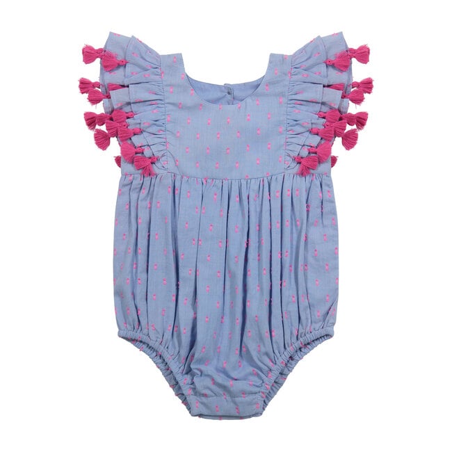 Anna Baby Romper, Periwnkle Swiss Dot