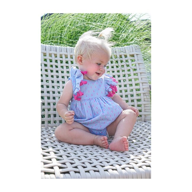 Anna Baby Romper, Periwnkle Swiss Dot