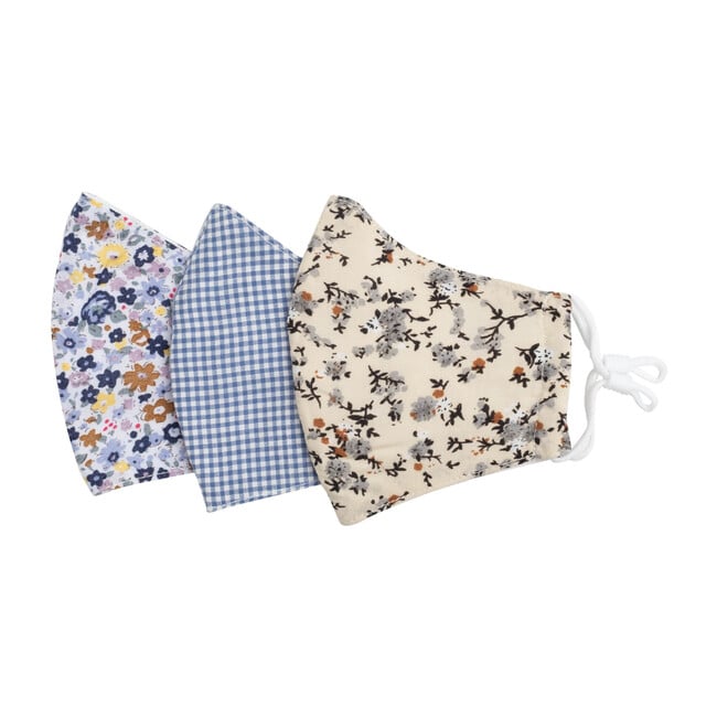 Floral Check Mask Bundle, Blue & Purple