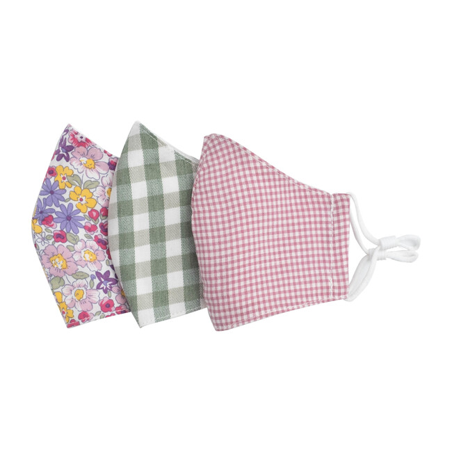 Floral Check Mask Bundle, Pink & Green