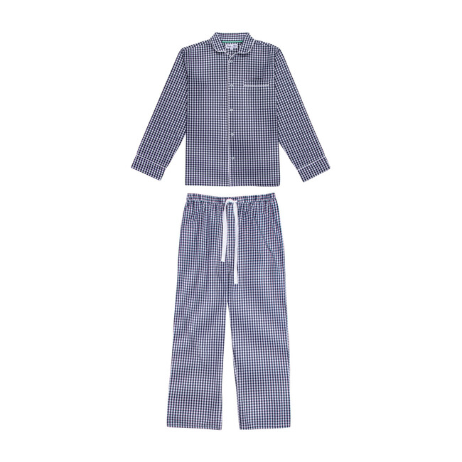 Men's Long Sleeve & Pant Set, Gingham Blue