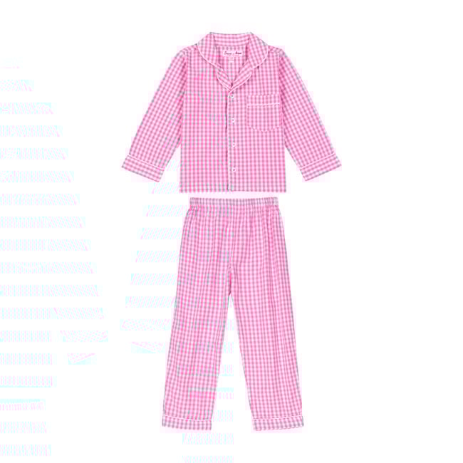 Girls Long Sleeve & Pant Set, Gingham Pink