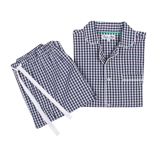 Men's Long Sleeve & Pant Set, Gingham Blue