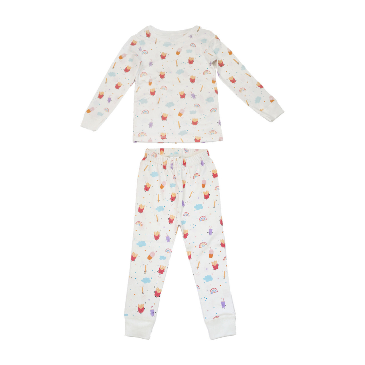 Printed Pajama Set, Fries and Shakes