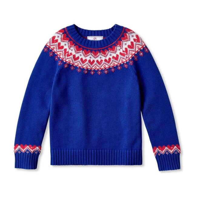 Katrina Fairisle Cotton Sweater, Bluebell Heart - Classic Prep Tops ...