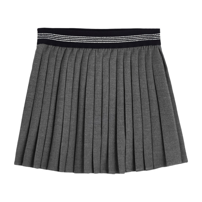 Pleated Flannel Skirt, Dark Grey