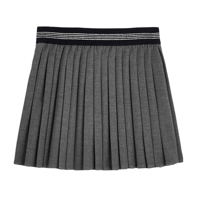 Pleated Flannel Skirt, Dark Grey