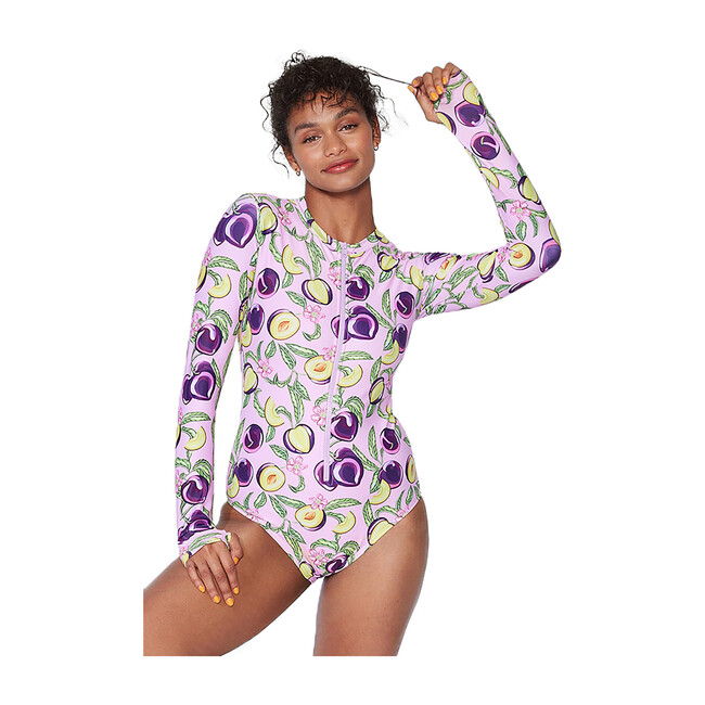 Women's Mila Long Sleeve One Piece Swimsuit, Honey Plum - One Pieces - 1