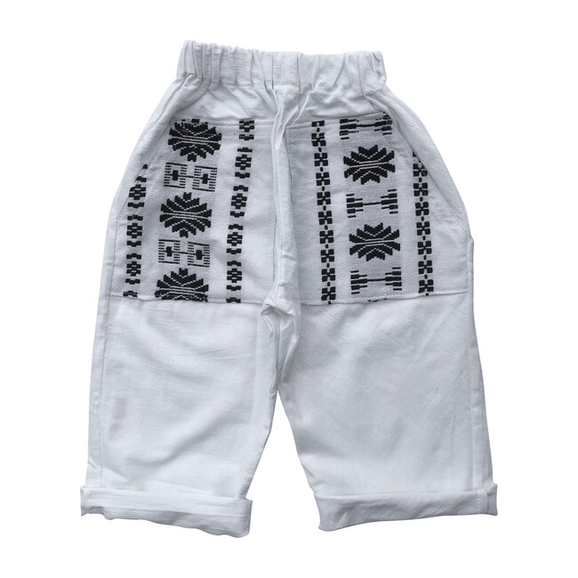 Patterned Oversized-Pocket Pant, Black & White
