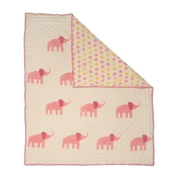 Pink elephant Organic Quilt