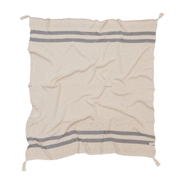 Striped Knitted Blanket, Grey