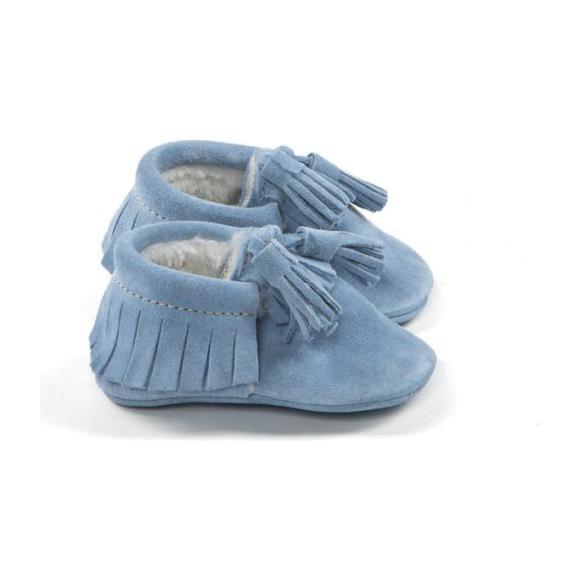 Tassle Winter Moccasins, Blue