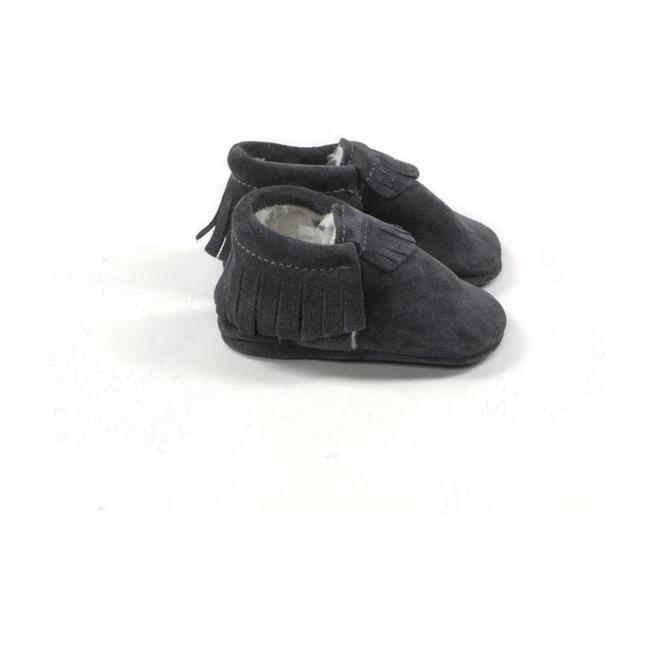Winter Fringe Moccasins, Charcoal