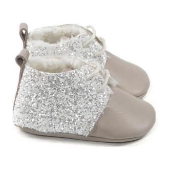 Shiny Winter Oxford Shoes, Gray - Loafers - 1