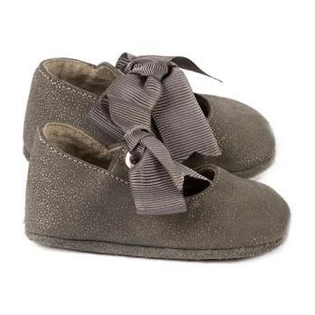 Metallic Bow Moccasins, Gray - Loafers - 1