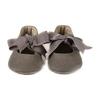 Metallic Bow Moccasins, Gray - Loafers - 2