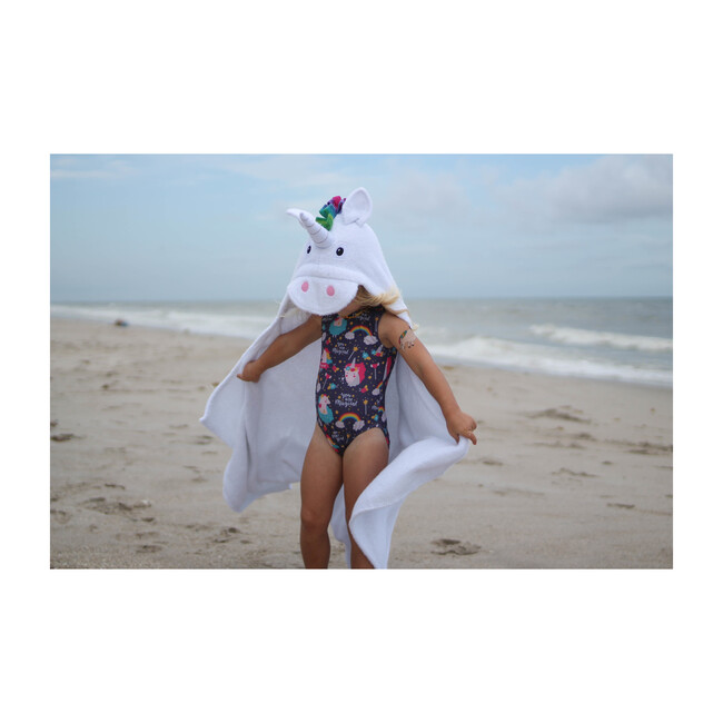 Unicorn Hooded Towel, White