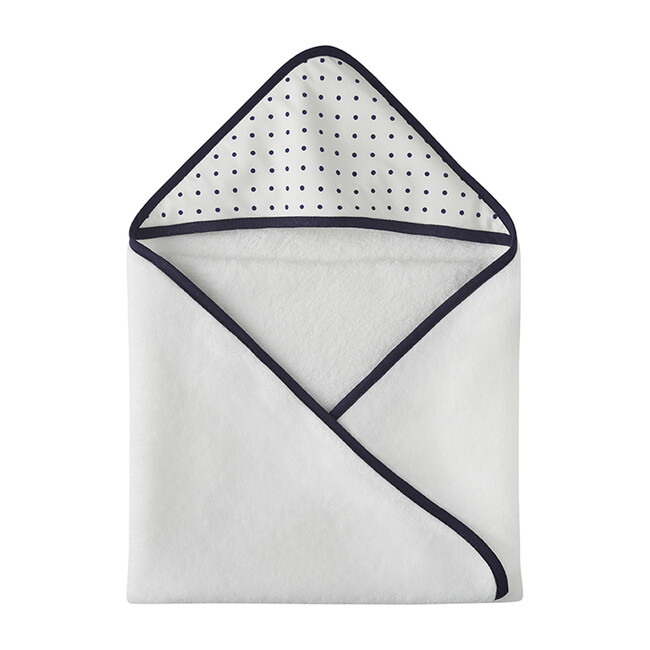 Jr. Baby Hooded Towel, Classic Navy Pin Dot - Towels - 1