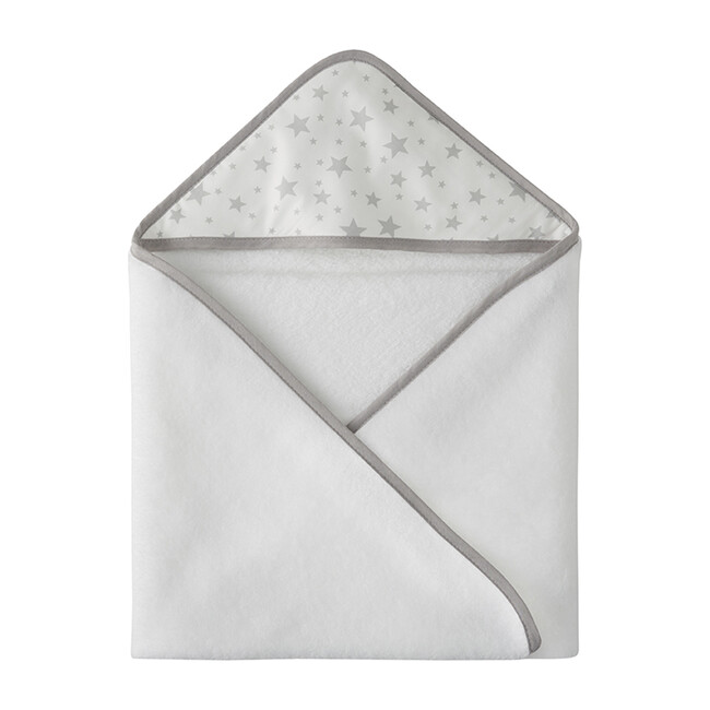 Jr. Baby Hooded Towel, Grey Star - Towels - 1