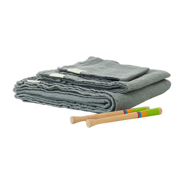 Linen Waffle Towel, Blue Fog