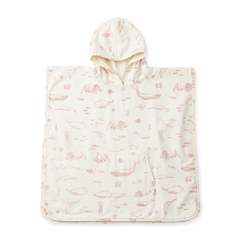 Life Aquatic Hooded Towel Poncho, Coral