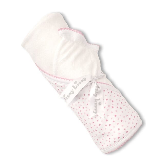 Sweethearts Hooded Towel & Mitt Set, White & Pink