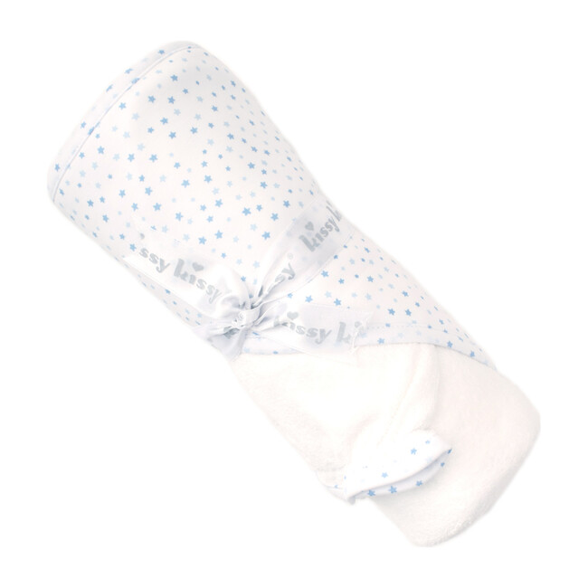 Superstars Hooded Towel & Mitt Set, White & Blue