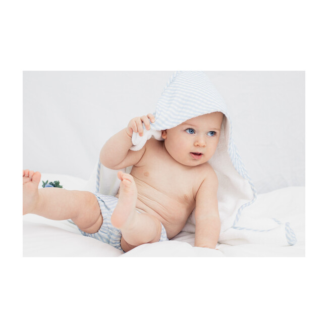 Hooded Towel, Pale Blue Gingham