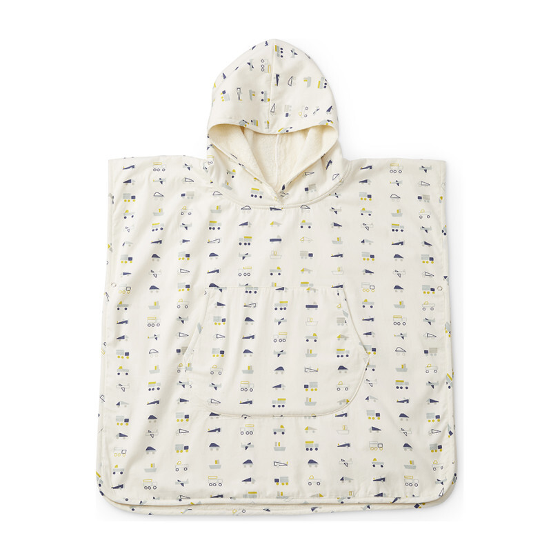 Traffic Jam Hooded Towel Poncho, Blue