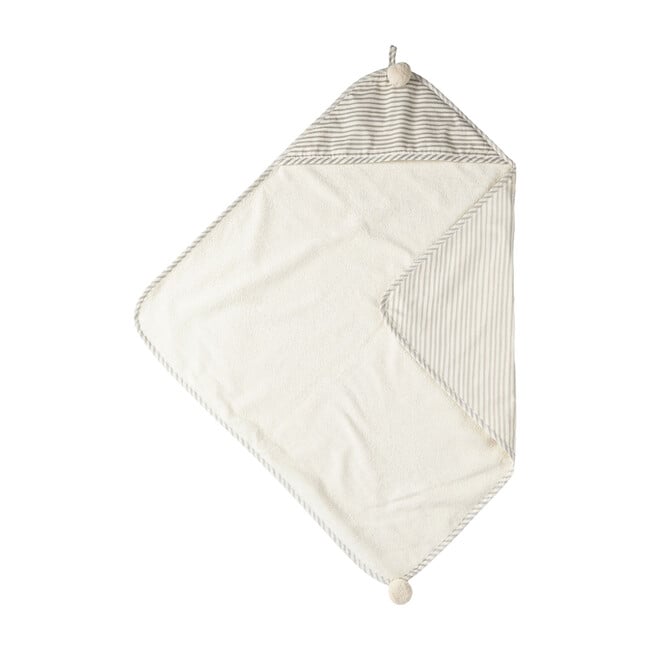 Stripes Away Hooded Towel, Pebble/Dark Grey