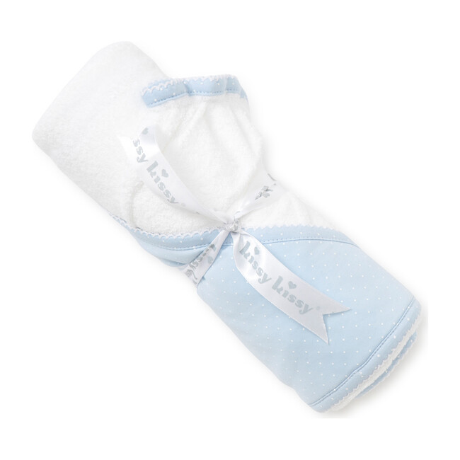 New Dots Towel & Mitt Set, Blue/White - Towels - 1