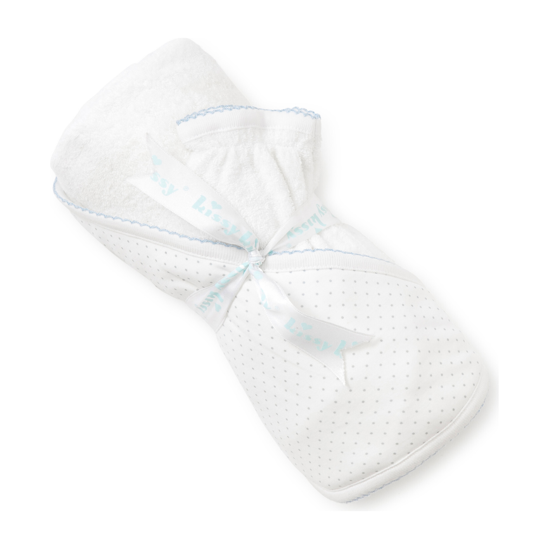 New Dots Towel & Mitt Set, White/Blue