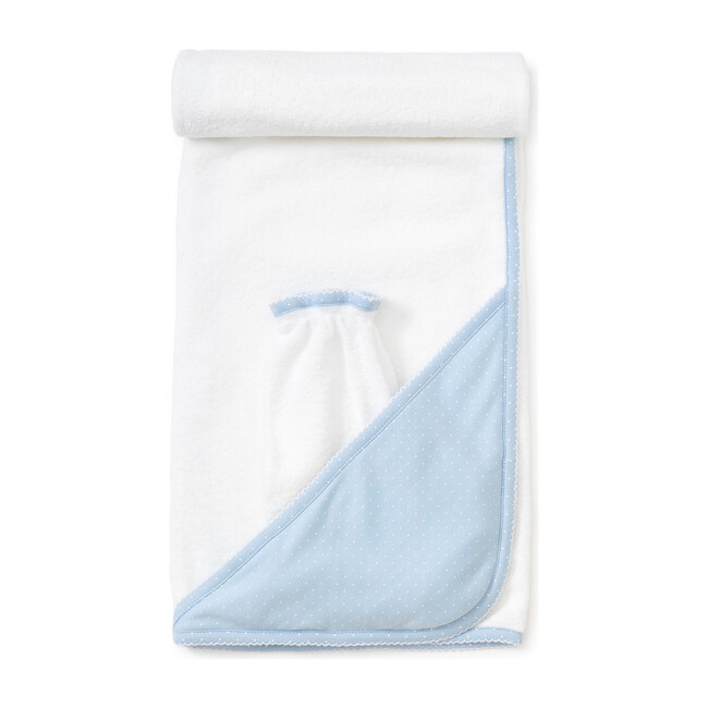 New Dots Towel & Mitt Set, Blue/White - Towels - 2